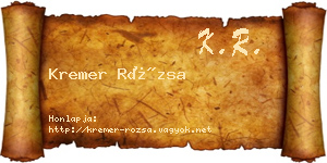 Kremer Rózsa névjegykártya
