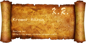 Kremer Rózsa névjegykártya